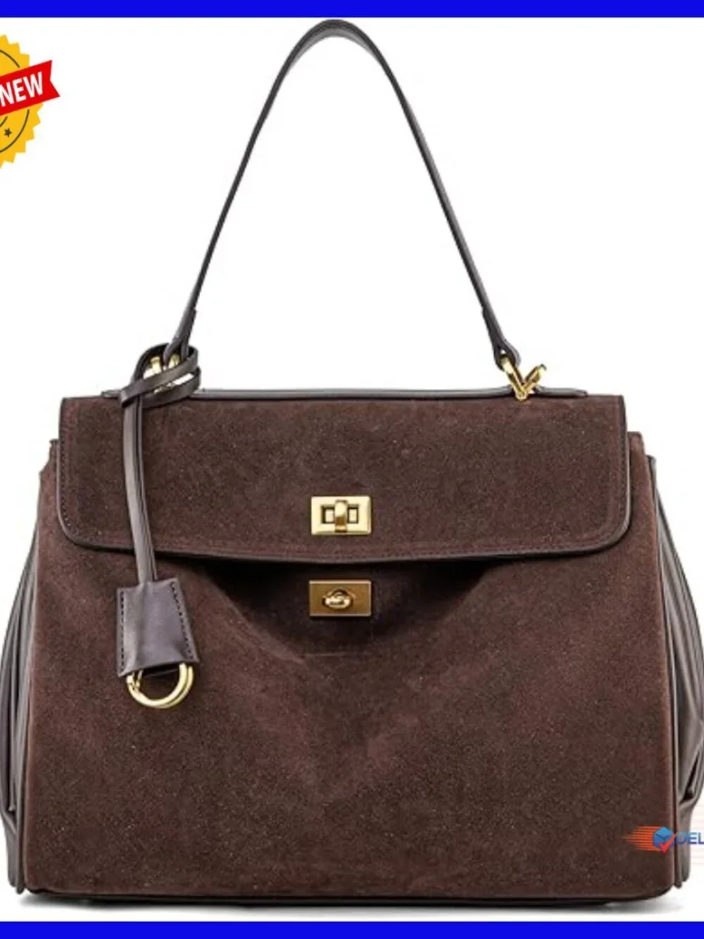 Large Suede Leather Tote Bag Adjustable Strap Work Travel Satchel